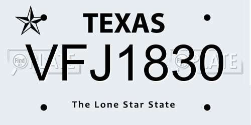 VFJ1830 Texas License Plate