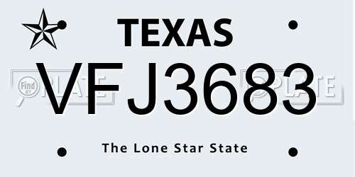 VFJ3683 Texas License Plate