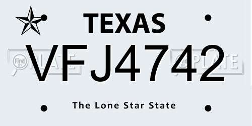 VFJ4742 Texas License Plate