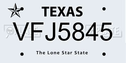 VFJ5845 Texas License Plate