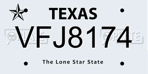 VFJ8174 Texas License Plate