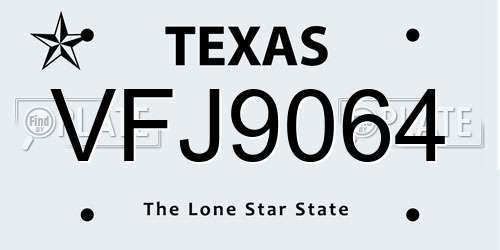 VFJ9064 Texas License Plate