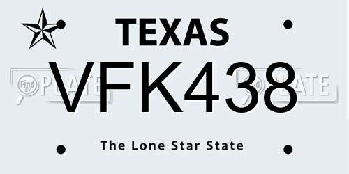 VFK438 Texas License Plate