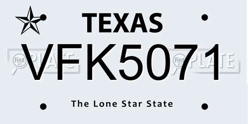 VFK5071 Texas License Plate