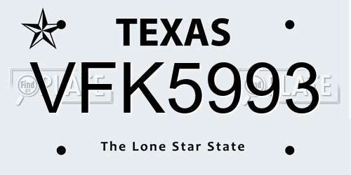 VFK5993 Texas License Plate