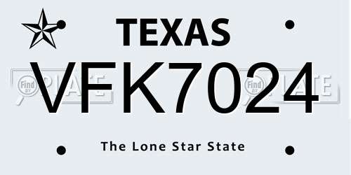 VFK7024 Texas License Plate
