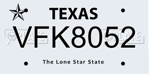 VFK8052 Texas License Plate