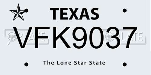 VFK9037 Texas License Plate