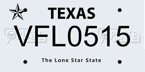 VFL0515 Texas License Plate
