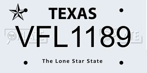 VFL1189 Texas License Plate