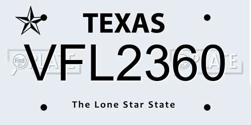 VFL2360 Texas License Plate