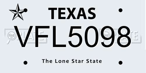 VFL5098 Texas License Plate