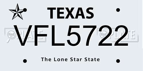 VFL5722 Texas License Plate