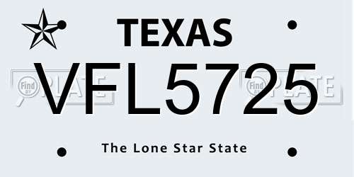 VFL5725 Texas License Plate