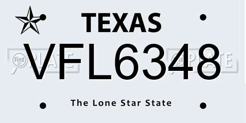 VFL6348 Texas License Plate