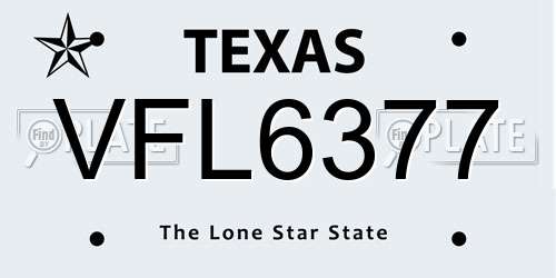 VFL6377 Texas License Plate