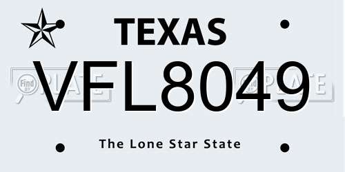 VFL8049 Texas License Plate
