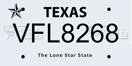 VFL8268 Texas License Plate