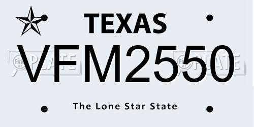 VFM2550 Texas License Plate