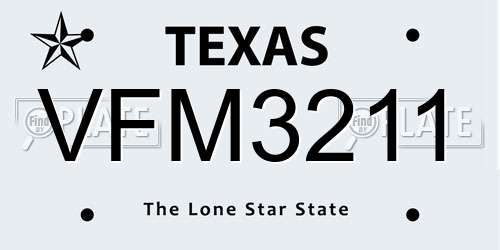 VFM3211 Texas License Plate