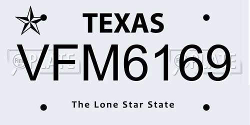 VFM6169 Texas License Plate