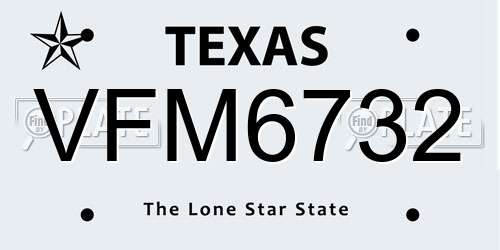VFM6732 Texas License Plate
