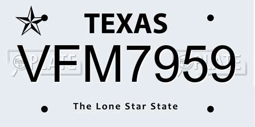 VFM7959 Texas License Plate