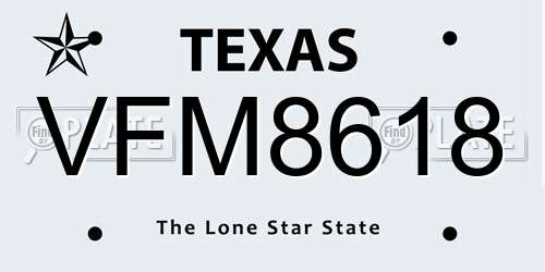 VFM8618 Texas License Plate