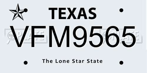 VFM9565 Texas License Plate