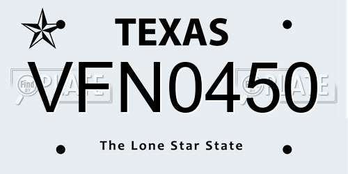 VFN0450 Texas License Plate