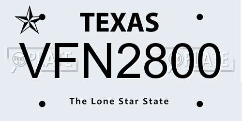 VFN2800 Texas License Plate