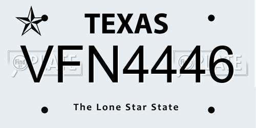 VFN4446 Texas License Plate