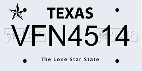 VFN4514 Texas License Plate