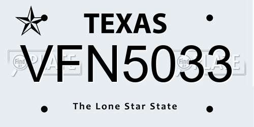 VFN5033 Texas License Plate