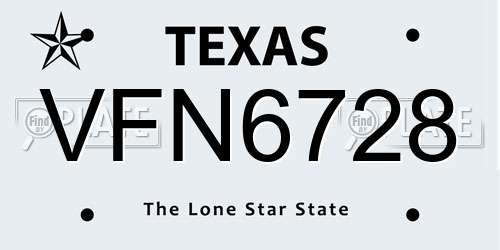 VFN6728 Texas License Plate