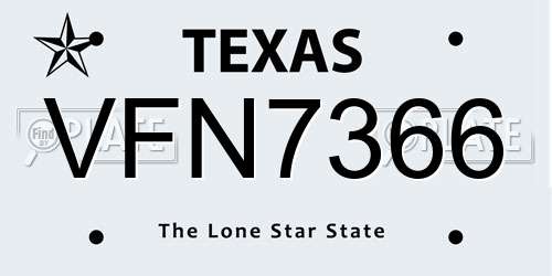 VFN7366 Texas License Plate