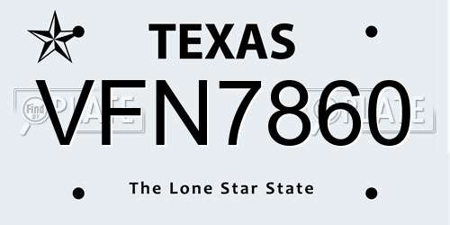 VFN7860 Texas License Plate