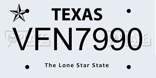 VFN7990 Texas License Plate