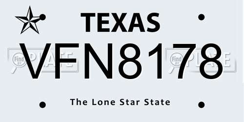 VFN8178 Texas License Plate