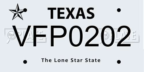 VFP0202 Texas License Plate