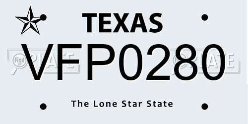 VFP0280 Texas License Plate
