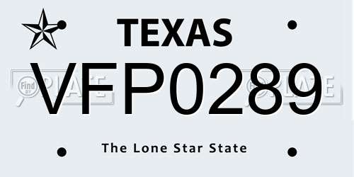 VFP0289 Texas License Plate