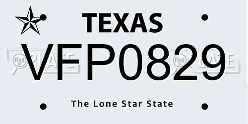 VFP0829 Texas License Plate