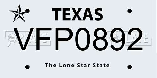 VFP0892 Texas License Plate