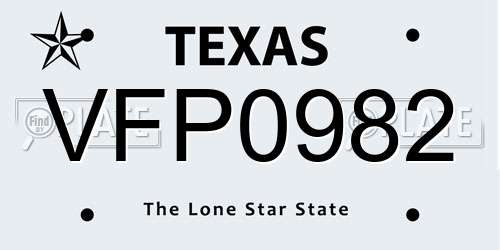 VFP0982 Texas License Plate