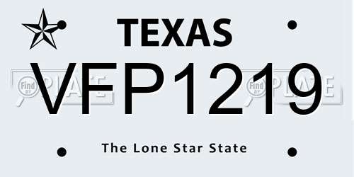 VFP1219 Texas License Plate