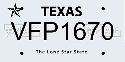 VFP1670 Texas License Plate
