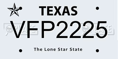 VFP2225 Texas License Plate