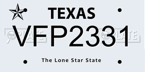 VFP2331 Texas License Plate