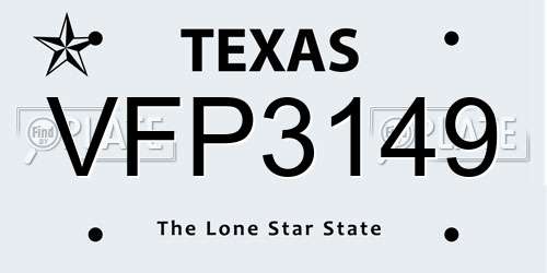 VFP3149 Texas License Plate
